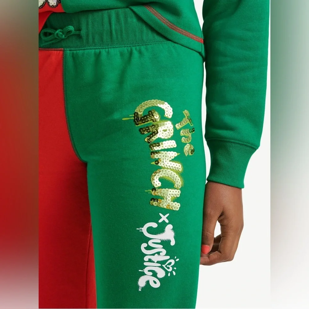 Justice Girls Grinch Colorblocked Joggers